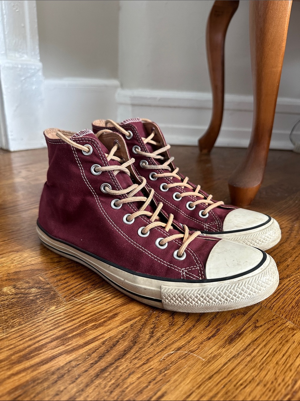 Converse Burgundy High-Top Sneakers with White Accents